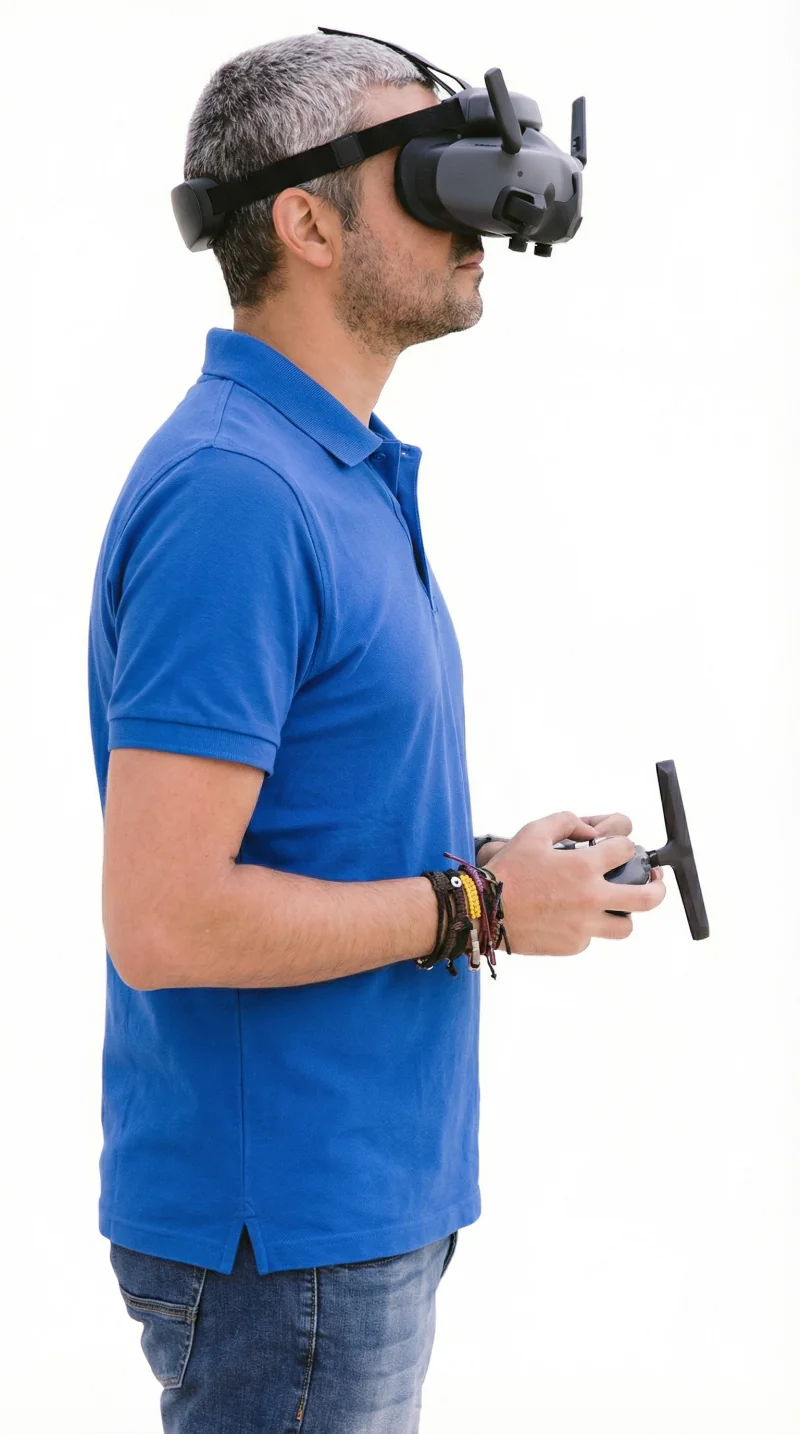 Julian Rua, CEO fundador de Drone Medellín, operando un drone profesional